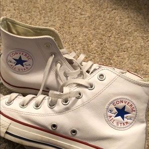 White leather high top converse
